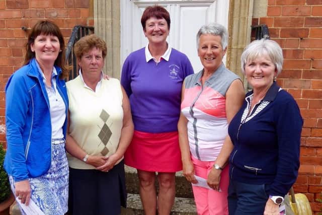 Ladies Am-Am winners, from left, Liz Wride, Lesley Burton, lady captain Andrea Smaggasgale, Jenny Holborn, Josie Hallam EMN-170619-161034002