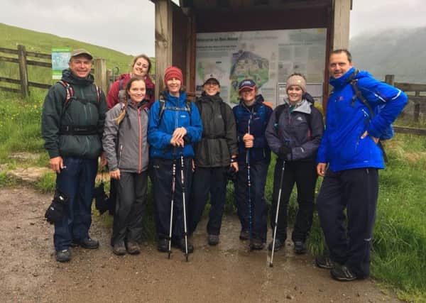 The team at the base of Ben Nevis... From left with guide, Amelia, Keeley, Bridget, Pippa, Harriet, Charlotte and Jem.