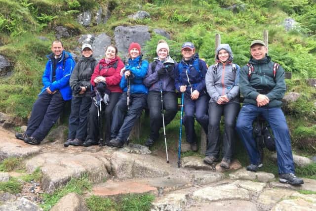 The team are pictured near the bottom of Ben Nevis.
