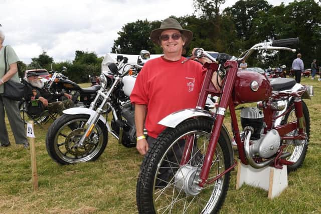 Swaton Vintage Day and World Egg Throwing Championships. Pete Davy of Burton Pedwadine with his 1956 James Cotswold. EMN-170626-131805001