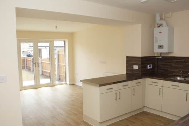 The finished kitchen/dining room extension in one of the properties on Newfield Road. EMN-170622-085332001
