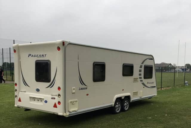 A stolen caravan seized by police from an unauthorised travellers' site in Skegness. ANL-170623-081916001