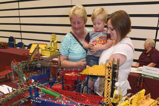 Melanie Manning and Sarah Stubley with George Stubley, 3, of Boston at the Meccano Show at Embassy Theatre in Skegness. Photo: MSKP-250617-18 ANL-170627-132549001
