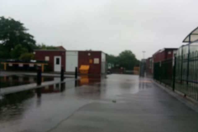 The grounds of the Richmond School, Skegness, which were flooded following heavy rainfall. ANL-170628-175320001