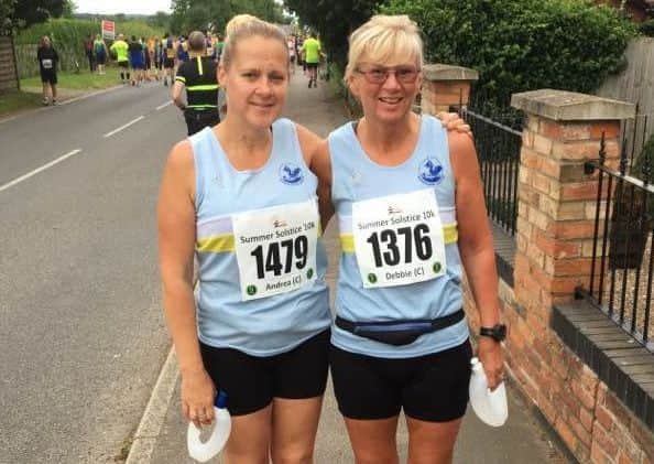 Andrea and Debbie pictured after the Grantham AC Summer Solstice 10k EMN-170307-145521002