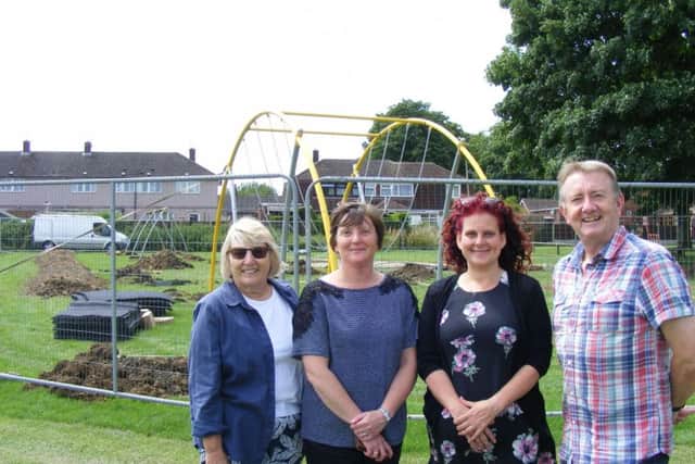 Metheringham parish council representatives excited to see work on the revamped playing field nearing completion. From left - Coun Sally Wilson (chairman), Sharon Stafford (clerk), Lee Evans (assistant clerk) and Nick Byatt (vice-chairman). EMN-170707-152957001