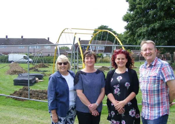Metheringham parish council representatives excited to see work on the revamped playing field nearing completion. From left - Coun Sally Wilson (chairman), Sharon Stafford (clerk), Lee Evans (assistant clerk) and Nick Byatt (vice-chairman). EMN-170707-152957001