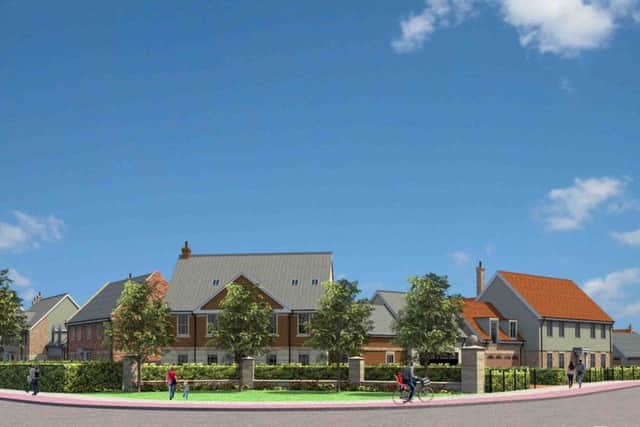 A CGI impression of a street scene from the proposed Handley Chase development. EMN-170607-131313001