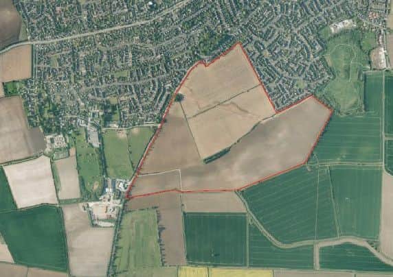 An overhead map of the location of the Handley Chase development site south of Sleaford and Quarrington. EMN-170607-131250001