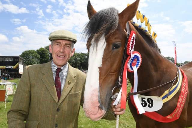 David Cosgrove of Hainton with Wrangle Sir George, Overall Champion of Spilsby Show. Photo: MSKP-090717-39 ANL-171007-123217001