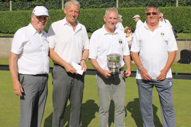 Fred Broddle Memorial Open winners G. Thornally, J. Purkiss and J.Reid (Tealby Bowls Club) EMN-170713-154412002