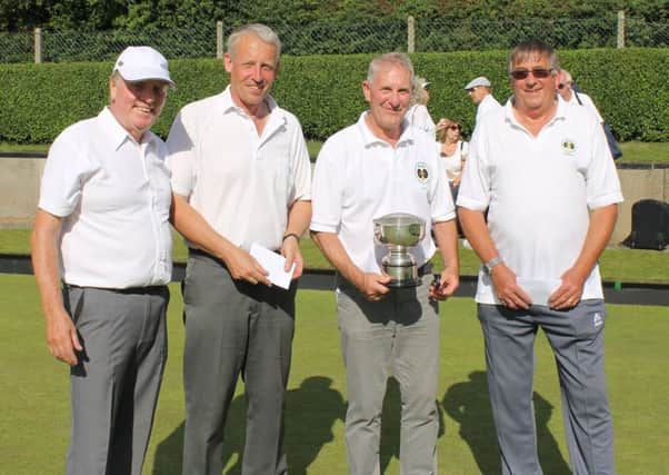 Fred Broddle Memorial Open winners G. Thornally, J. Purkiss and J.Reid (Tealby Bowls Club) EMN-170713-154412002