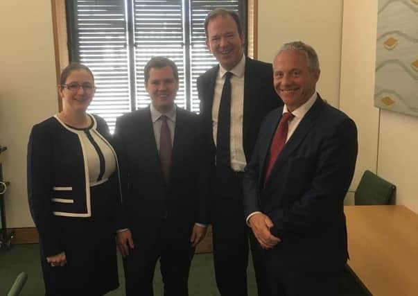 Calling for action to make A1 safer for constituents. From left - Dr Caroline Johnson MP, Robert Jenrick MP, Jesse Norman MP and John Mann MP. EMN-170714-145024001