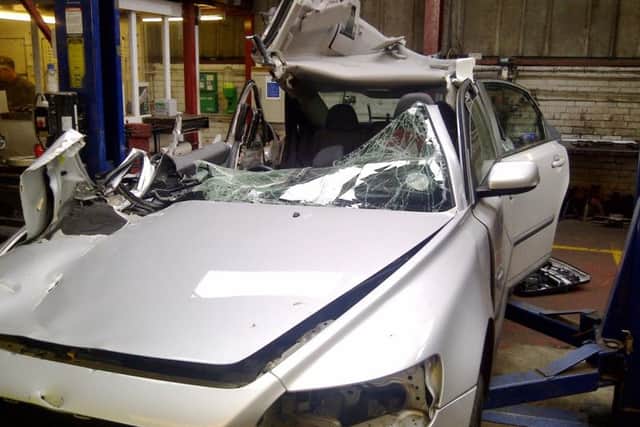 Mr Thompson's Volve following the collision.