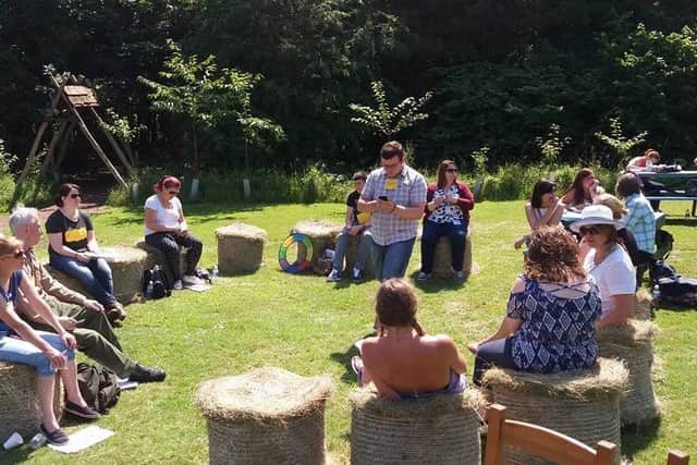 Team building at a Sustainability Day at Skegness Eco Centre. ANL-170719-163938001