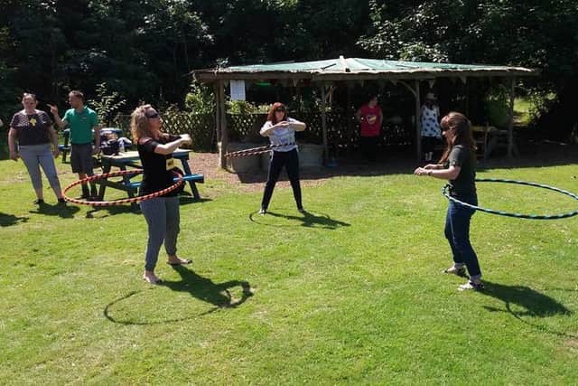 Team building at a Sustainability Day at Skegness Eco Centre. ANL-170719-163916001