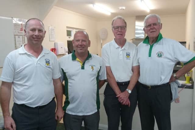 Winners Paul Wicklen, Kenton Scarbro and Alan Dines with Jubilee Park chairman Bernie Buck.