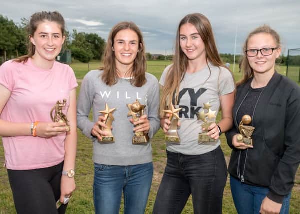 Pictured, from left, are the under 16s teams Elizabeth Westaway, Emma Leggate, Imogen Towers and Georgia Carter.