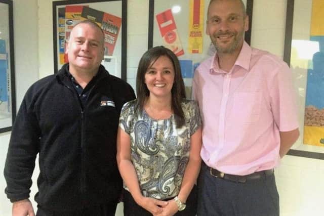 Martin Pagram (Operations Manager); Jo Topley (HR Manager) and Rob Massey (Managing Director), from Forum Packaging.
