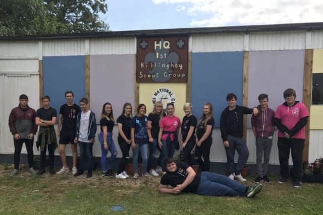 The Billinghay NCS team are pictured outside the newly renovated Scout hut. EMN-170731-151948001
