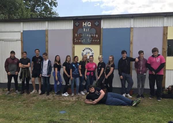 The Billinghay NCS team are pictured outside the newly renovated Scout hut. EMN-170731-151948001