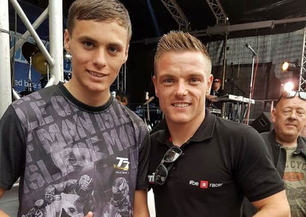 Jack Bell with MotoGP rider Sam Lowes, from Lincoln EMN-170108-084159002