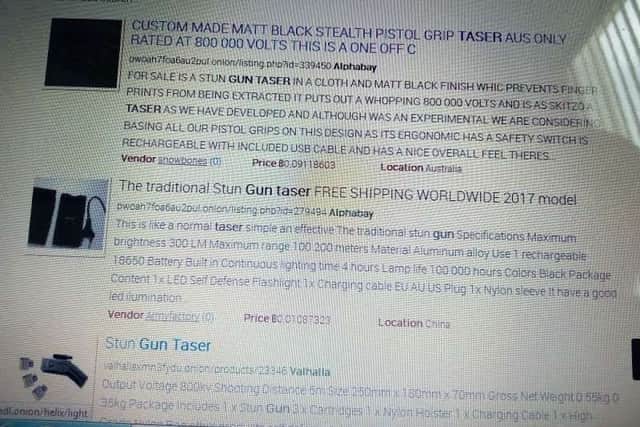 Images from the Dark Web where drugs, weapons and couterfeit money is openly available to buy.