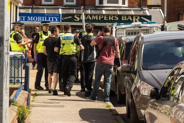 The scene of the drugs raid in Victoria Road, Mablethorpe, earlier today (July 28).