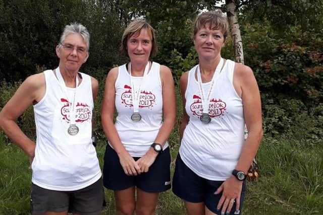 From left, Viv, Elaine and Sharon on completion of the Scunthorpe 10k EMN-170731-094628002