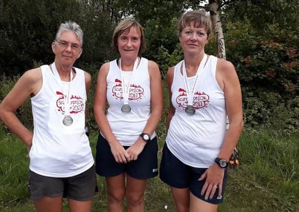 From left, Viv, Elaine and Sharon on completion of the Scunthorpe 10k EMN-170731-094628002