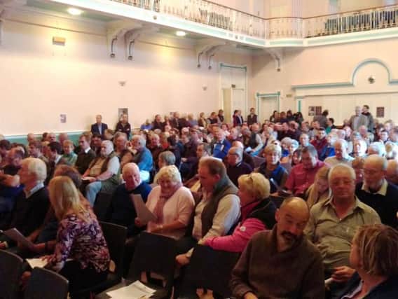 The 300-plus crowd at Louth Town Hall for the meeting on August 9.