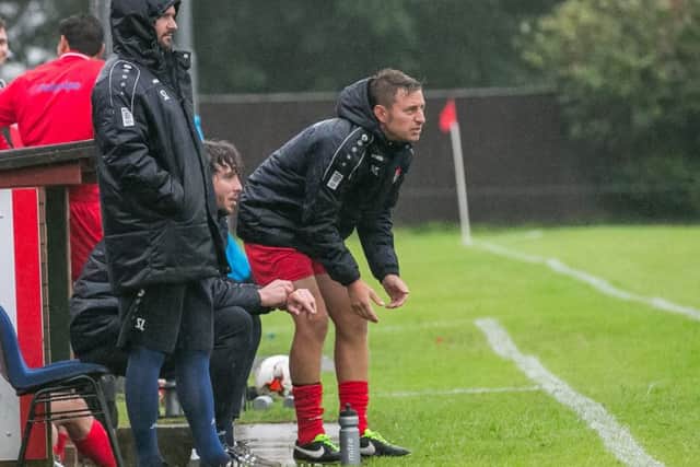 Managers Mickey Stones and Andrew Shinn, with assistant Steve Lovett, are looking for a winning start to the season.