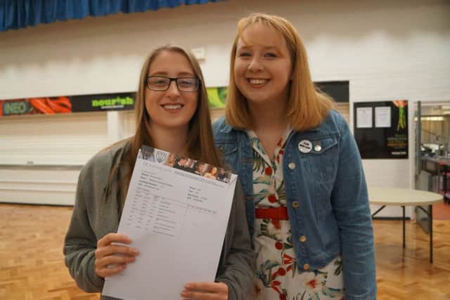 Rebecca Watson with head of English Sarah Peacock. Rebecca's 2A and 2C sees her heading to Sheffield University to study English EMN-170817-111943001