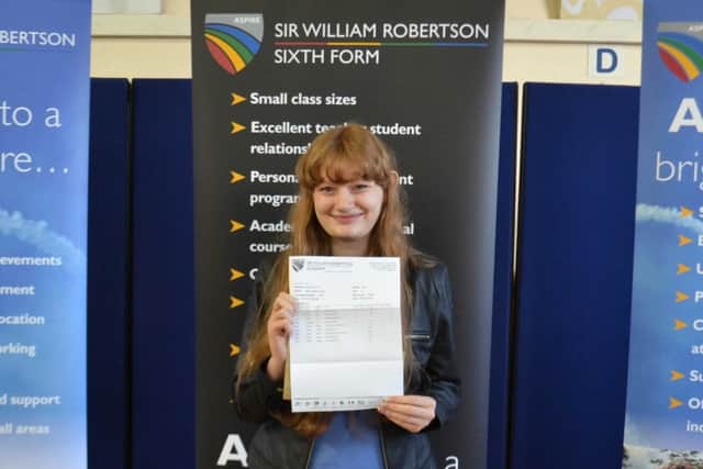 Sophie Corby of Cranwell collects her A level results at Sir William Robertson Academy. EMN-170817-164158001
