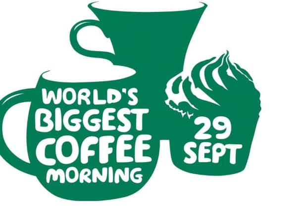 The World's Biggest Coffee Morning fundraiser takes place on September 29