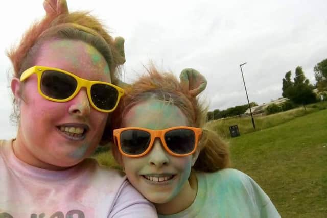 Lynette and Lilly-Mai at the colour run on Sunday. EMN-171109-123442001