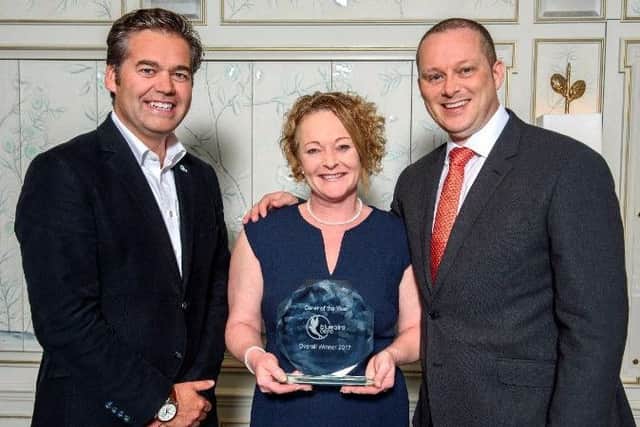 Joyce Morton with Duncan Berry (Bluebird Care's Chief Operating Officer) and Colin Angel from the United Kingdom Homecare Association (UKHCA).