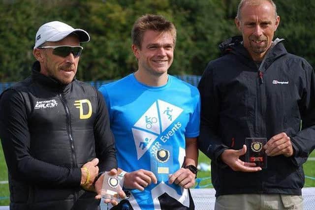 Ross McGregor (centre) from Louth was the fastest man to cross the line.