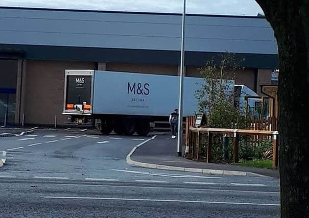 A M&S delivery lorry has been spotted on the site of the new foodhall in Skegness. Photo: Karen Cuppleditch ANL-170914-144432001