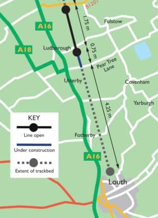 The map shows (in blue) where the next stage of railway expansion will be.