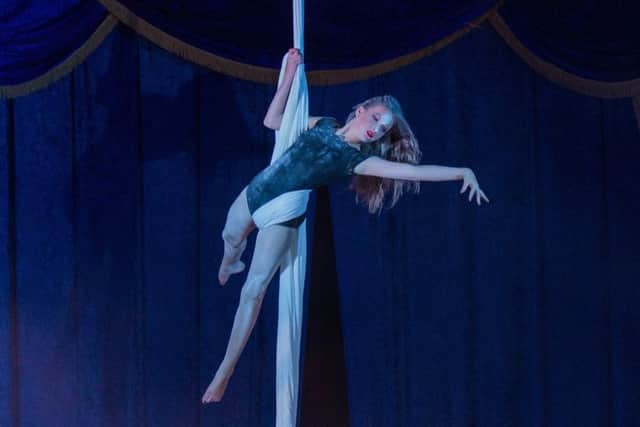 Grace McDowall, (11), retains her Youth Silks title in the UK Aerial Performance Championships. Photo credit: Simon Hutchinson.