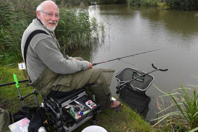 Carl Panton Memorial Day charity fishing match at White House Farm, North Kyme. Eric Brown of Sleaford taking part in the charity fishing match.