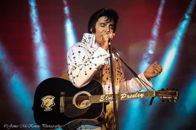 Mario Kombou stars as the King of Rock and Roll in The Elvis Years. EMN-170920-172958001