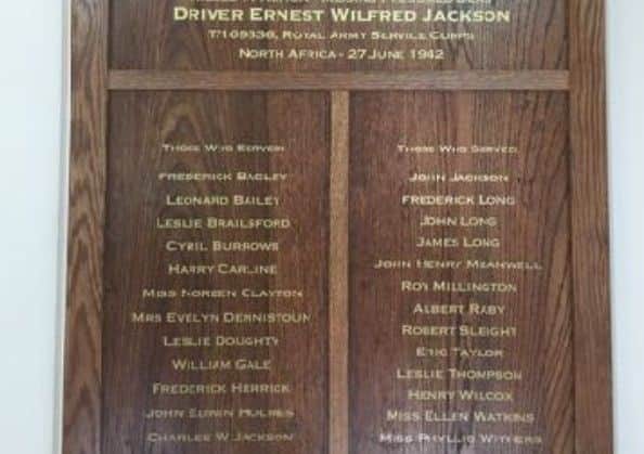 The new plaque in memory of Harmston residents lost in the Second World War. EMN-170922-162157001
