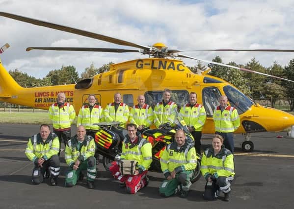 The Lincs & Notts Air Ambulance crew are joined by some of the Blood Bikers to launch the project. EMN-170920-074337001