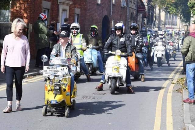 Nicky Reeves heads up the cavalcade of scooters. EMN-170926-131912001