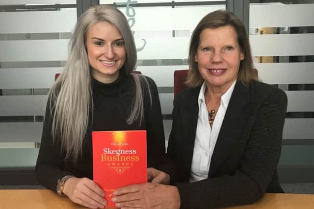 Skegness Partnership secretary Judy Chapman (right) with Chloe Sullivan of main sponsor Hodgkinsons Solicitors. ANL-170510-172143001