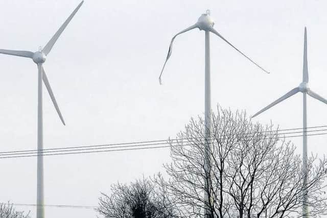 The damaged wind turbine at Conisholme Wind Farm near Louth. Photo by Ian Holmes