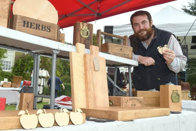 Peter Leslie of Dunston with his wooden home and kitchen ware.