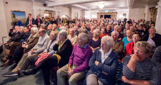 Residents who packed into the Petwood Hotel last Thursday to listen to  reassurances about the mustard gas